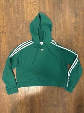 adidas Green Hoodie with White Three-Stripes